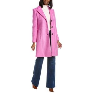 Sam Edelman Notch Collar Reefer Coat with Back Belt Pink
